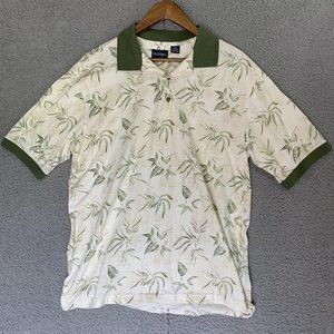 Puritan Floral Gold Polo Button Up Shirt. Excellent Condition